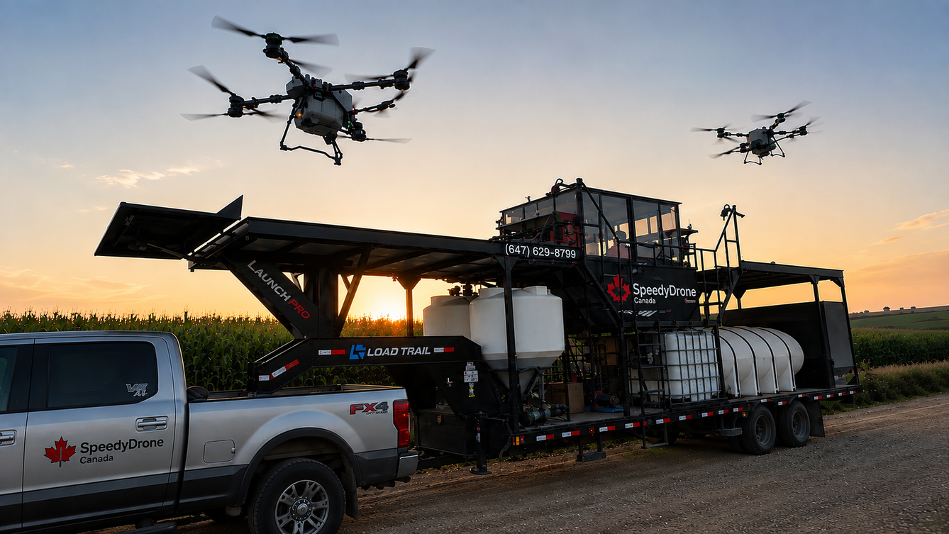 SpeedyDrone equipment and field-support setup.
