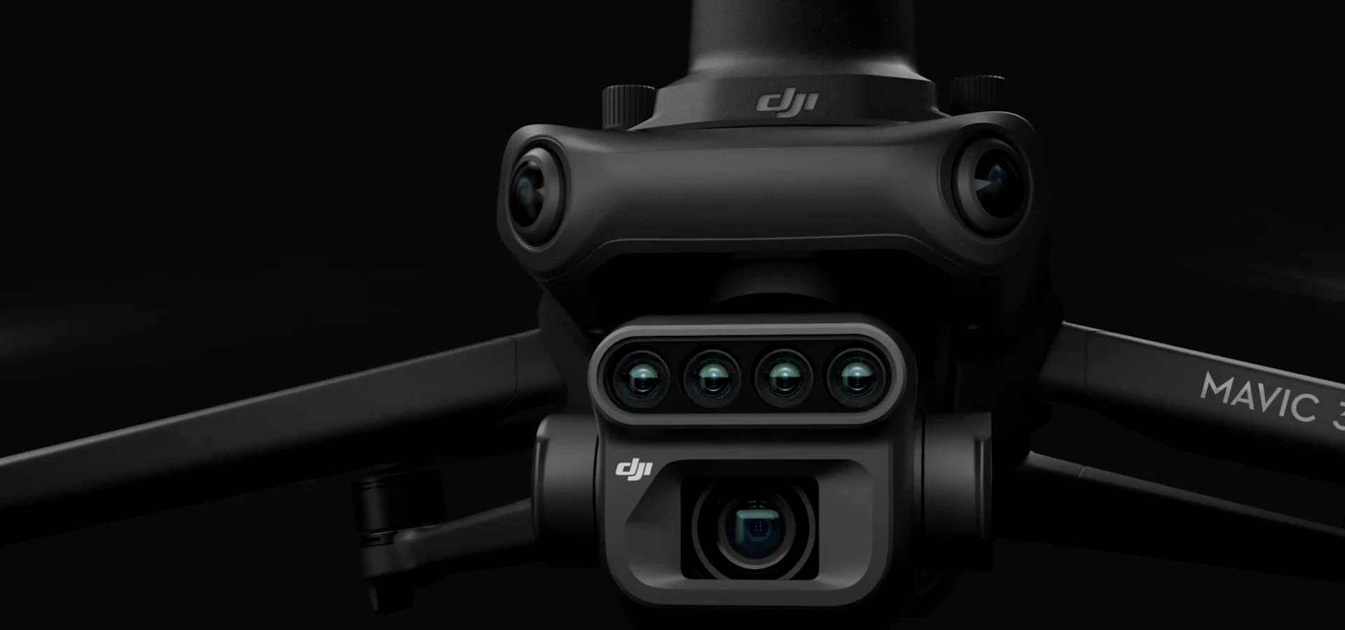 Close view of the Mavic 3M RGB and four multispectral cameras
