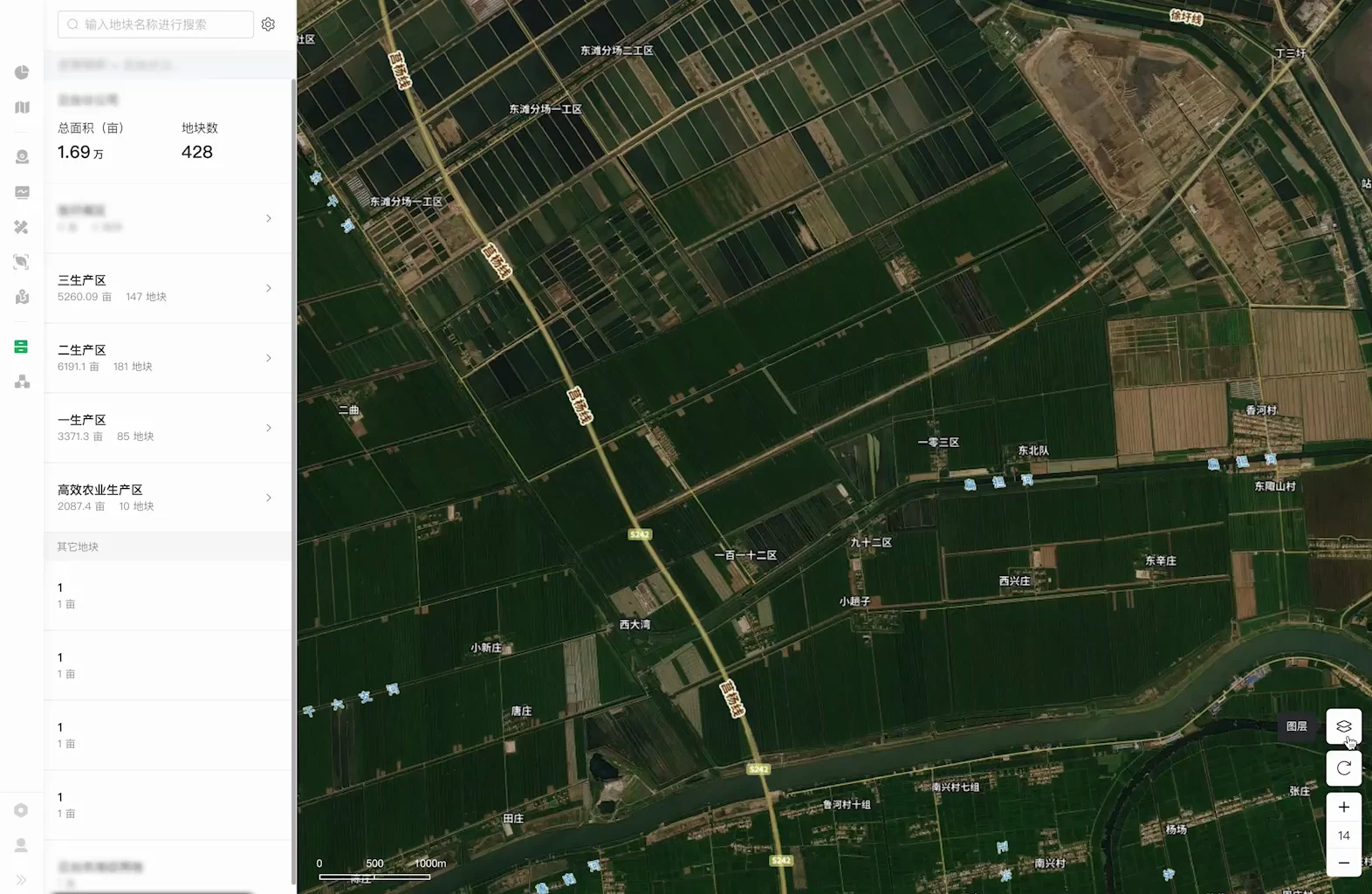 Field boundaries and a task list in a DJI SmartFarm Web demonstration interface.